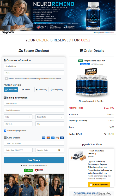NeuroRemind order slip